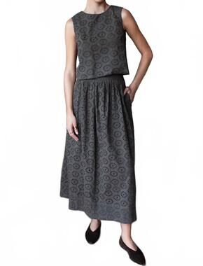NEW EMERSON FRY wide hem skirt in olive grove eyelet